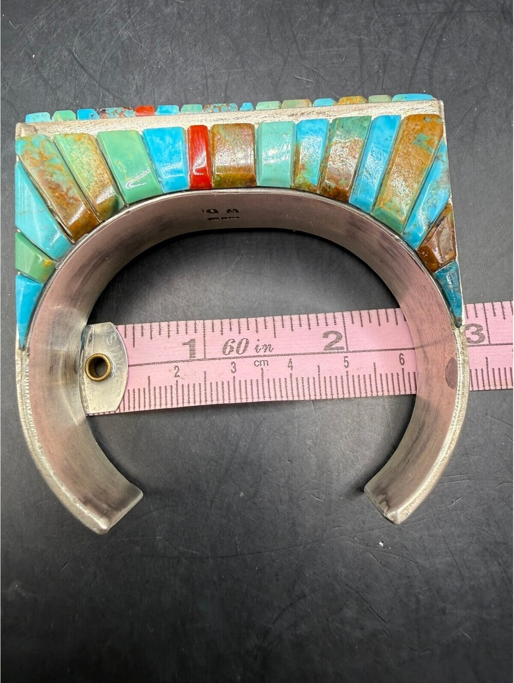 Wilson Dawes Navajo Turquoise Cobblestone Sterling Silver Cuff WD 88 grams - Picture 6 of 10